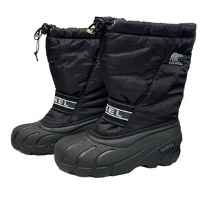 Sorel kids black waterproof snow boots w/ removable felt liner